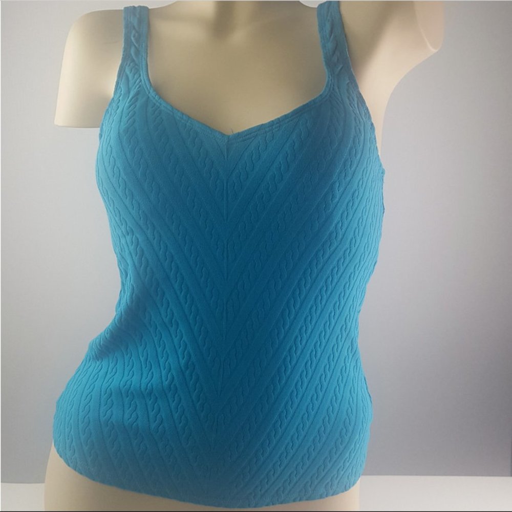 Ralph Lauren Women's Swimsuit Top Tankini Size 8 Ribbed Blue